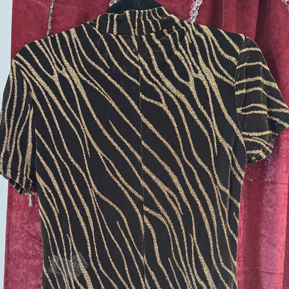 Black and Gold Zebra Print romper bodysuit sheer